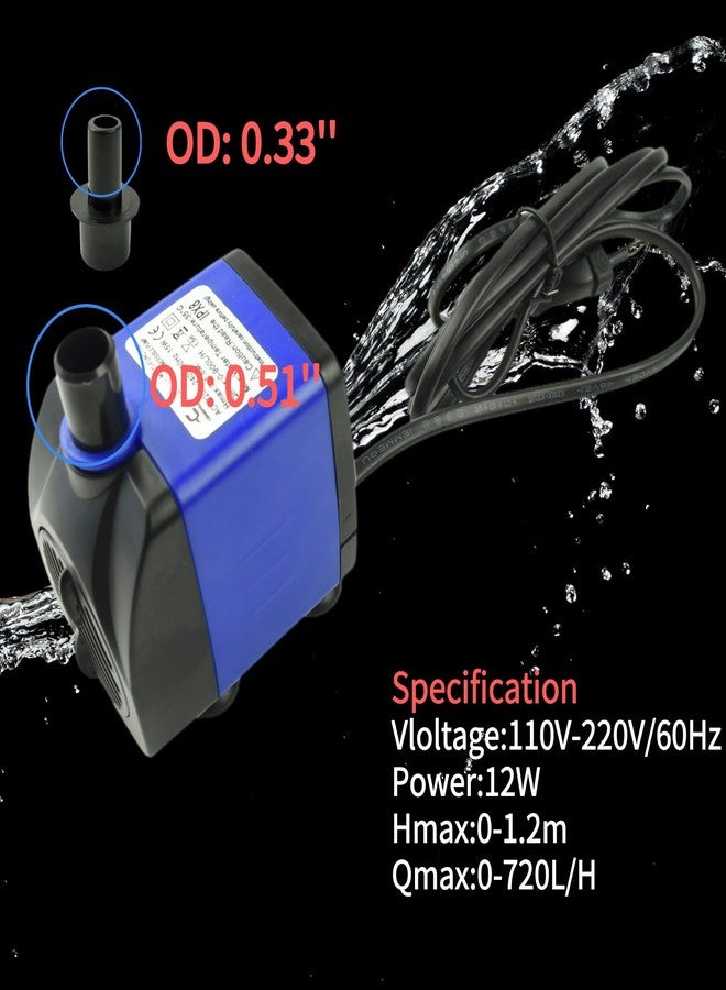 Conquerall CHA-750 720L/H AC 110V 185GPH Submersible Pump 12W Quiet Water Pump 3.94ft High Head for Fish Tanks, Ponds, Aquariums, Tabletop Fountains, Hydroponics and Pet Fountains - Image 3